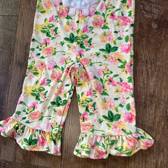 Baby Three Sisters Floral Ruffle Jumpsuit Romper 12 Months White Pink - Picture 11 of 14